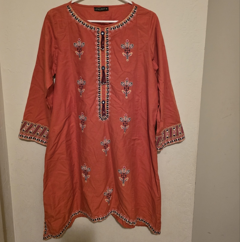 Limelight  Embroidered Rust  Winter Collection Kurta Size Medium